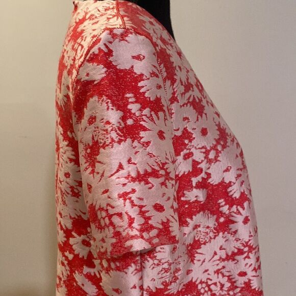 Red jacquard daisy short sleeved Stella McCartney top - Picture 3 of 6